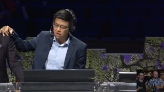 Dota 2 caster Blitz is doing something naughty under the table at TI9